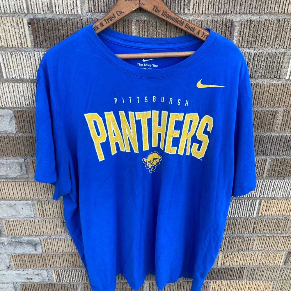 Nike Dri-FIT Mens XXL Pittsburgh Panthers T-Shirt Blue Short Sleeve NCAA Pitt